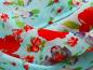 Preview: Türkisfarbener leichter Schal mit roten Blumen