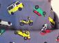 Mobile Preview: Dreieckstuch für Kinder aus Baumwolle mit Autos in Grau