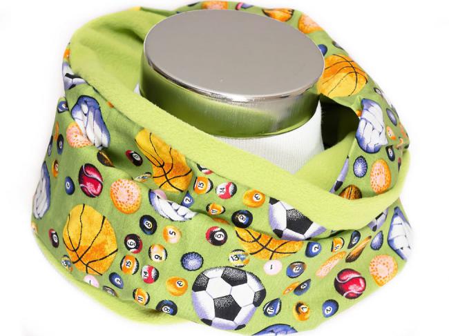 Loop-Schal für Kinder Winter Fleece Grün Fußball