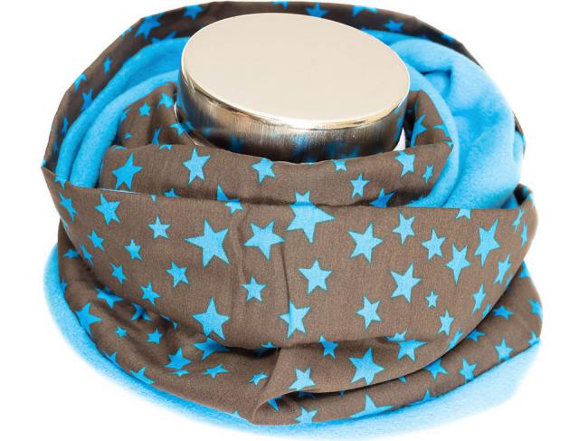 Loop-Schal für Kinder Winter Fleece Sterne Braun Blau