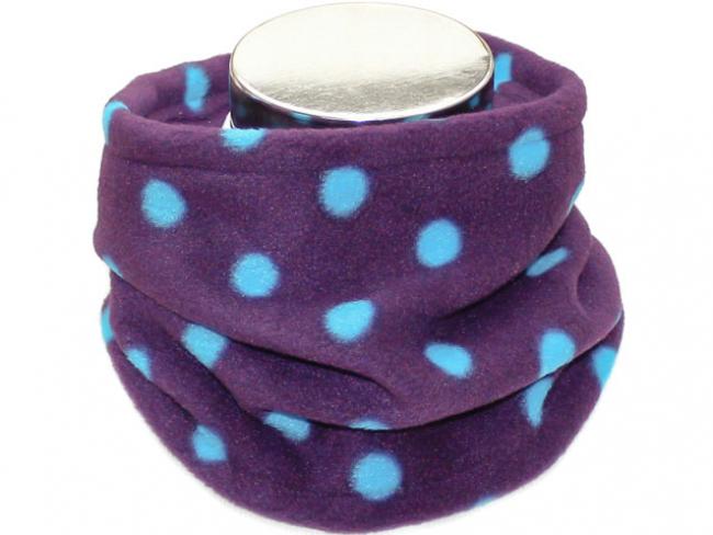 Schlupfschal aus Fleece in Violett mit hellblauen Punkten
