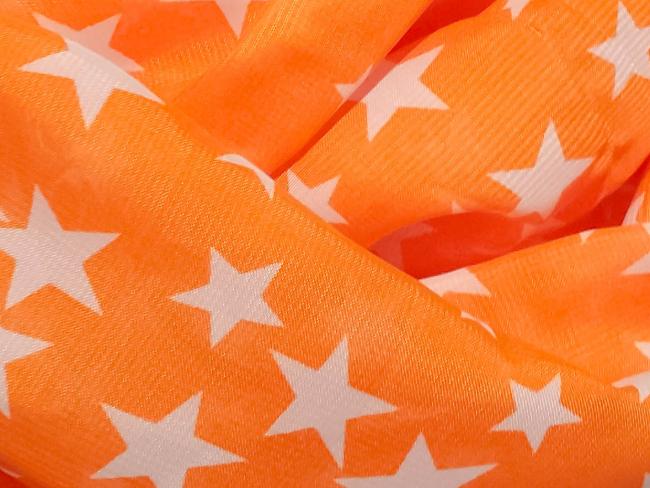 Leichter Schal in Orange mit weißen Sternen