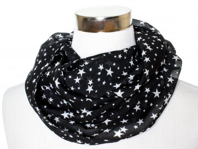 Schwarzer Loop Schal mit Sternen