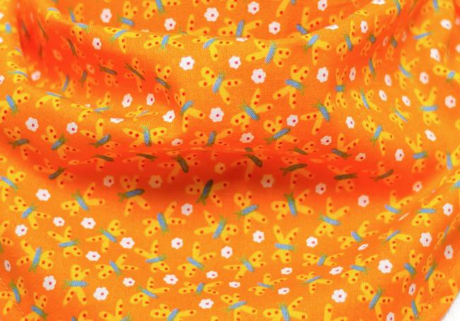 Dreieckstuch für Kinder Baumwolle Schmetterlinge Orange