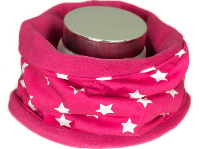 Schlupfschal aus Fleece und Baumwolle in Pink mit weißen Sternen