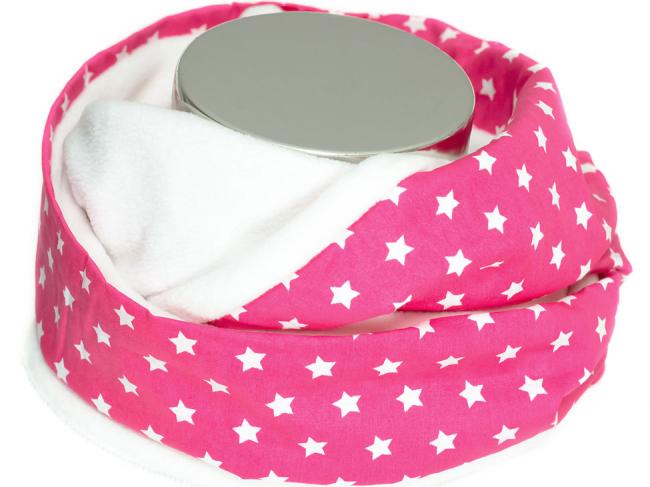 Loop-Schal für Kinder Winter Fleece Sterne Weiß Pink