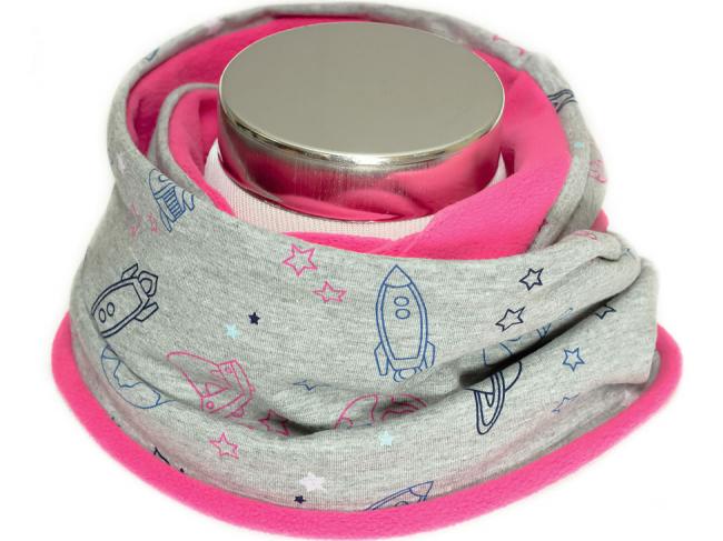 Loop-Schal für Kinder Winter Fleece Grau Pink