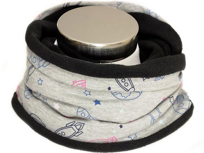 Loop-Schal für Kinder Winter Fleece Schwarz Grau