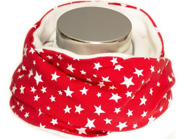 Loop-Schal für Kinder Winter Fleece Sterne Rot Weiß